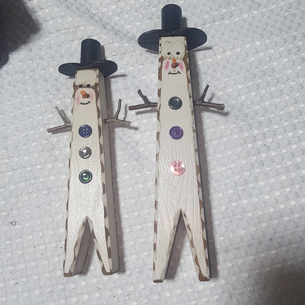 UNBRANDED HANDCRAFTED COUNTRY SNOWMAN CLOTHESPIN STYLE CHRISTMAS WINTER